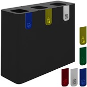 PU180F-N Κάδος Γαλβανιζέ ανακύκλωσης, τριπλός 3x60L, 90x30xΥ80cm, Μαύρος, με 5 ετικέτες, Stil-Casa Italy