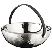 P2108 Σαμπανιέρα INOX με δερμάτινο χερούλι, σφυρήλατη, φ43xΥ17.5cm, Leone