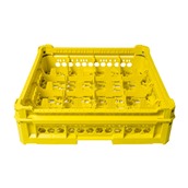 KIT-2-4X4 Μπασκέτα Πλυντηρίου 50x50cm, 16 χωρίσματα, για ποτήρια ύψους 65 έως 160mm, κίτρινο