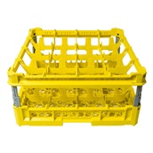 KIT-3-4X4 Μπασκέτα Πλυντηρίου 50x50cm, 16 χωρίσματα, για ποτήρια ύψους 120 έως 240mm, κίτρινο