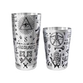 LUMIAN.0381 Σετ Boston Tin Leonardo 28oz (Υ17.5cm) & Half Tin 18oz (Υ12.5cm) με βάση, Lumian