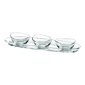 VDV.68096M Σετ γυάλινος δίσκος 41x11.5. με 3 μπωλ 10cm, Σειρά PAPAYA, VIDIVI