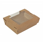 P011856/P009257 Χάρτινο κουτί, Kraft με παράθυρο, 17.5x13x6cm, μιας χρήσης, ROIS Bros