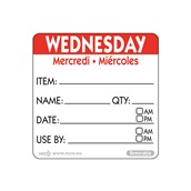 NCCO.RIDU2203 Ρολό 500 ετικέτες HACCP, Wednesday, 5x5cm, κόκκινη, NCCO