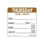 NCCO.RIDU2204 Ρολό 500 ετικέτες HACCP, Thursday, 5x5cm, καφέ, NCCO
