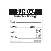 NCCO.RIDU2207 Ρολό 500 ετικέτες HACCP, Sunday, 5x5cm, μαύρη, NCCO