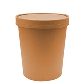 H0722 Χάρτινο κύπελλο Kraft με καπάκι, 630ml, 9.7x11.8cm, αντοχή έως 70°C, Leone