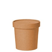 H0721 Χάρτινο κύπελλο Kraft με καπάκι, 470ml, 9,5x9,8cm, αντοχή έως 70°C, Leone