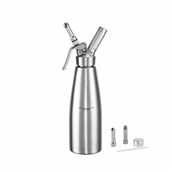 KU6964 Σιφόν Σαντιγύς, INOX 18/10, 1Lt, φ9.8x33cm, με 3 INOX στόμια & βουρτσάκι