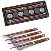 NIS6006220 Πακέτο 4 ζευγάρια Chopsticks από φυσικό ξύλο με 4 βάσεις, σε κουτί δώρου, made in Japan