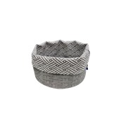PSR-D15-SS-OSAC/ACBC Ψωμιέρα Στρογγυλή φ15cm, ψάθα λευκό/γκρι, από αλέκιαστη πλενόμενη δερματίνη, SONOLYS