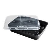 BPP-N120G Σκεύος PP Μαύρο, Μερίδας Μεγάλο, 22,5x17x4cm, με Διαφανές Καπάκι PP