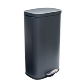 ES/01-8567 Καδος Απορριματων 30lt οβαλ, soft-close, 29.5x34.7xΥ64cm, INOX, γκρι ματ, με pedal, ESTIA