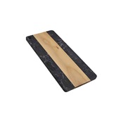 E-4162/BK Μαρμάρινο πλατό σερβιρίσματος 16x35cm, συνδυασμός μαύρο μάρμαρο/ξύλο