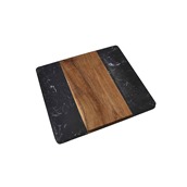 E-4161/BK Μαρμάρινο πλατό σερβιρίσματος 25x25cm, συνδυασμός μαύρο μάρμαρο/ξύλο