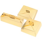 #44860 Κουτί ζαχαροπλαστικής πολυτελείας με χερούλι, χρυσό, 24.5x24.5xΥ10cm, Ισπανίας