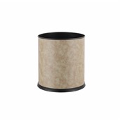 RD04 Καλάθι δωματίου, φ22.5xΥ25.5cm, INOX & συνθ. δέρμα, μπεζ