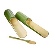 NISWAK6 Δοχείο/Σωλήνας σερβιρίσματος Wakatake,+ φ5x27cm, από Bamboo, με σπάτουλα 15x2cm, made in Japan