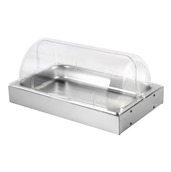 CRD-IB-1 Ψυχόμενη Βιτρίνα ΙΝΟX με δοχείο GN1/1xΥ6.5cm 18/10, Καπάκι Roll-Top (PC), 54x33.5xΥ26cm