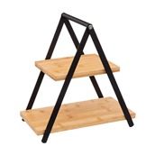BARI-2-29 Σταντ Παρουσίασης 2 επιπέδων, Bamboo & Μέταλλο, 28x15.6x29.3cm
