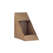 QWSTMFSC Χάρτινo κουτί Kraft τρίγωνο με παράθυρο rPet, 12x12x7.2cm, μιας χρήσης, Intertan