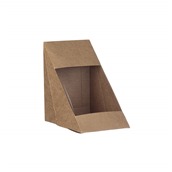QWSTL Χάρτινo κουτί Kraft τρίγωνο με παράθυρο rPet, 12x12x8.5cm, μιας χρήσης, Intertan
