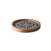 WCC3025MZ Ξύλινο Πιάτο με σχέδιο MARRAKECH, μαύρο, φ25xΥ2.5cm, Style Point