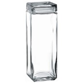 PAS.98666/OEM Γυάλινο Βάζο με καπάκι, Τετράγωνο, φ10.8xY31cm, Pasabahce
