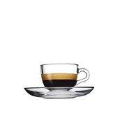 PAS.97984/OEM Γυάλινη κούπα με πιατάκι, 8.5cl, Pasabahce