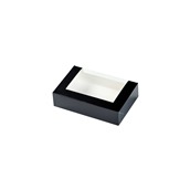 P013080 Κουτί EASY-OPEN (αυτόματο) ζαχαροπλαστικής με παράθυρο, 16x11.5x4cm, μαύρο, ROIS Bros