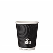 Q530009EBT Ποτήρι Χάρτινο, WATERBASED, διπλού τοιχώματος, σχέδιο Tree, Μαύρο, 8oz (80mm), Tessera