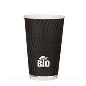 Q530015EBT Ποτήρι Χάρτινο, WATERBASED, διπλού τοιχώματος, σχέδιο Tree, Μαύρο, 16oz (90mm), Tessera