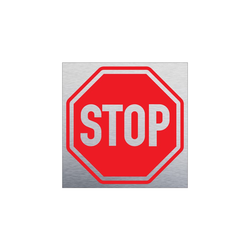 T.908511 Πινακίδα τοίχου αλουμινίου 10X10cm, STOP