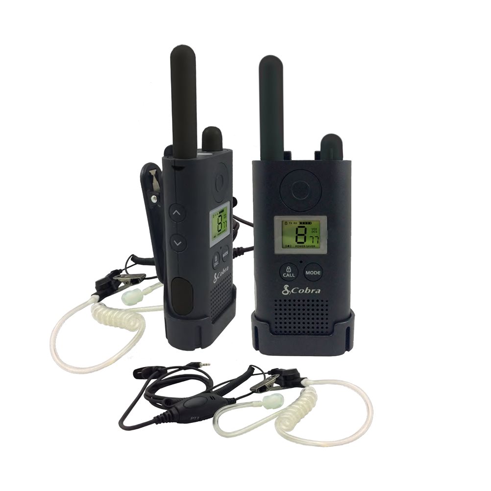 PU-500 Σετ 2 επαγγελματικά Walkie Talkie, με ακουστικά VOX. έως 10 ορόφους - 10km, COBRA