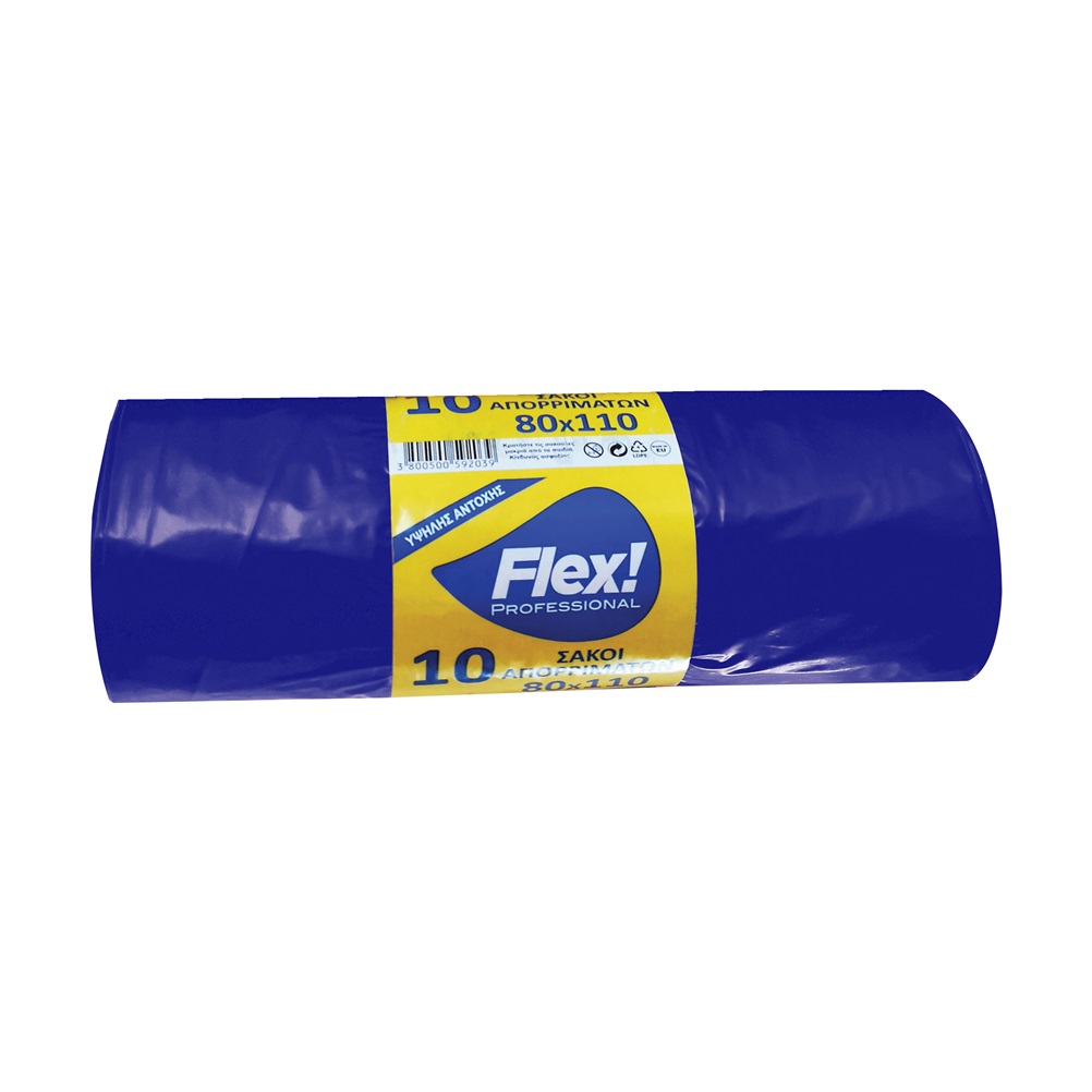 FLEX-80110-10/BL Ρολό 10 τεμ. σακούλες σκουπιδιών, 80x110cm, με άρωμα βανίλιας, μπλε