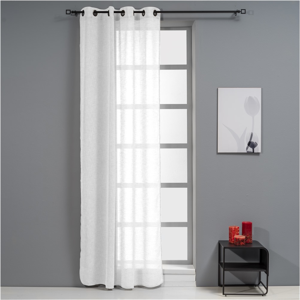 AI-IR-10683 Κουρτίνα Linen Look 140x260cm, 130gsm, 100% polyester, λευκή, με τρουκς, Artisti Italiani