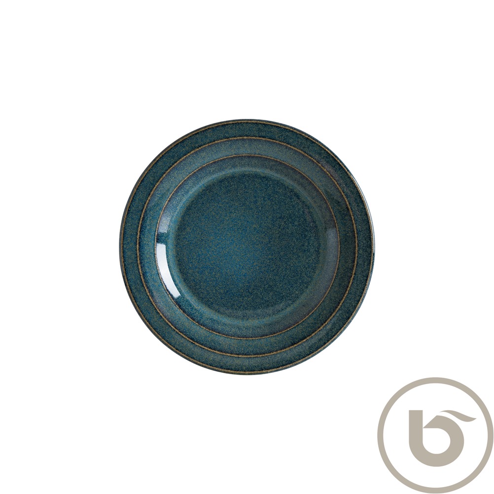 OCHAL22DZ Πιάτο Ρηχό πορσελάνης με rim  με ανάγλυφες ρίγες, 22cm, Ocean Halo, BONNA