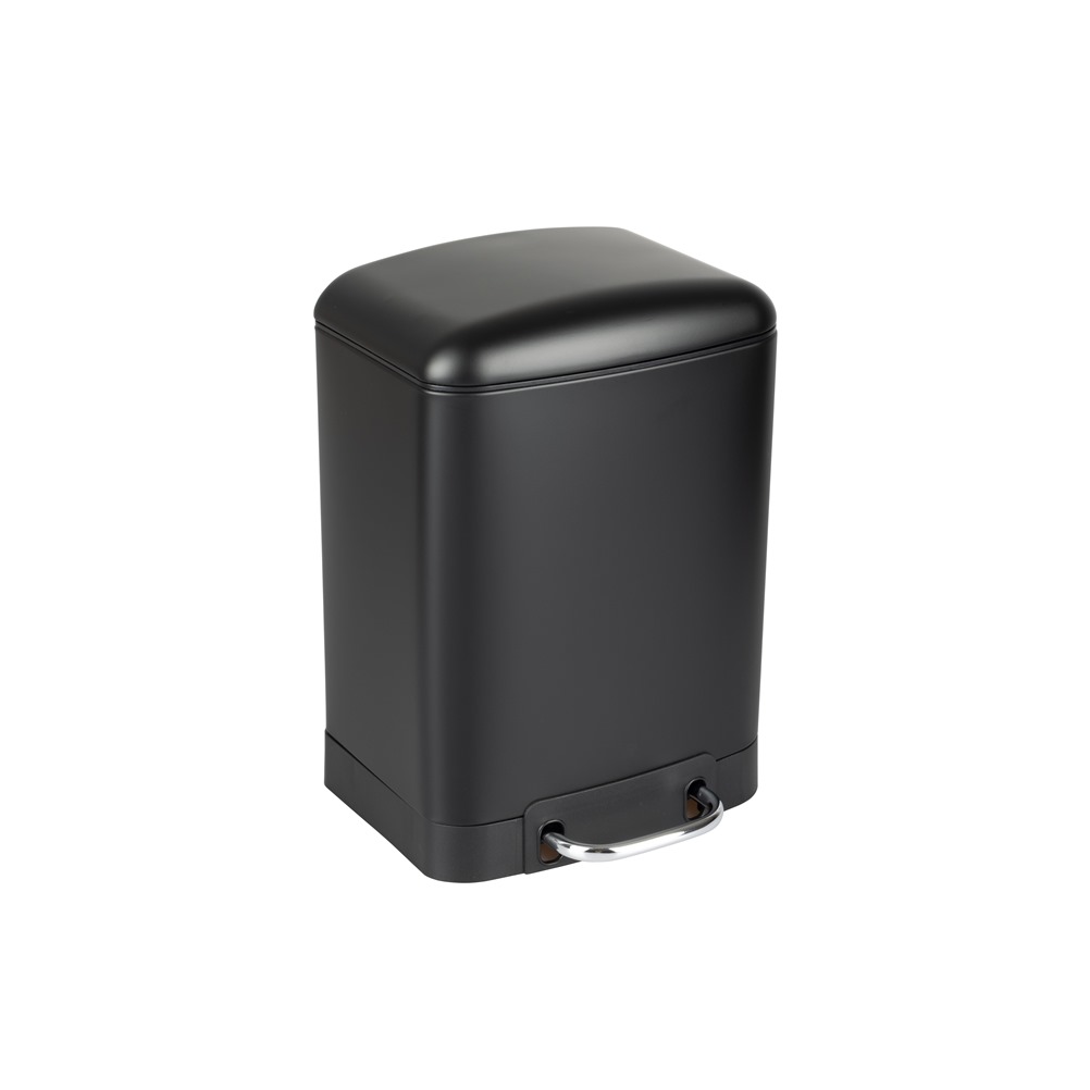 93305-007 Κάδος μεταλλικός  με πεντάλ 6lt, Soft Close,  Μαύρος ματ, 23x22.5xΥ32.5cm.
