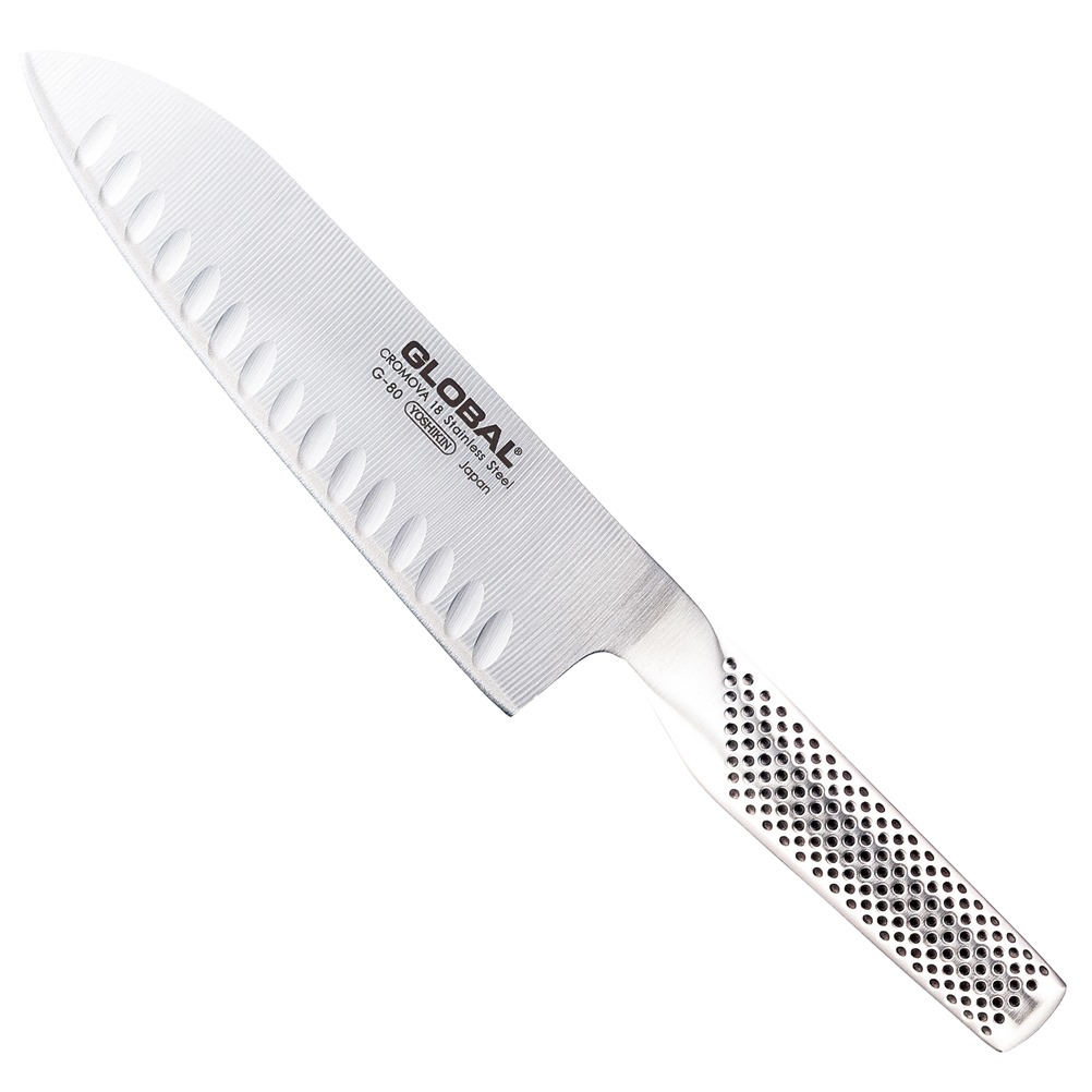 GLOBAL-G-80 Μαχαίρι Santoku με αυλακώσεις 18cm, Σειρά Classic G, GLOBAL Japan