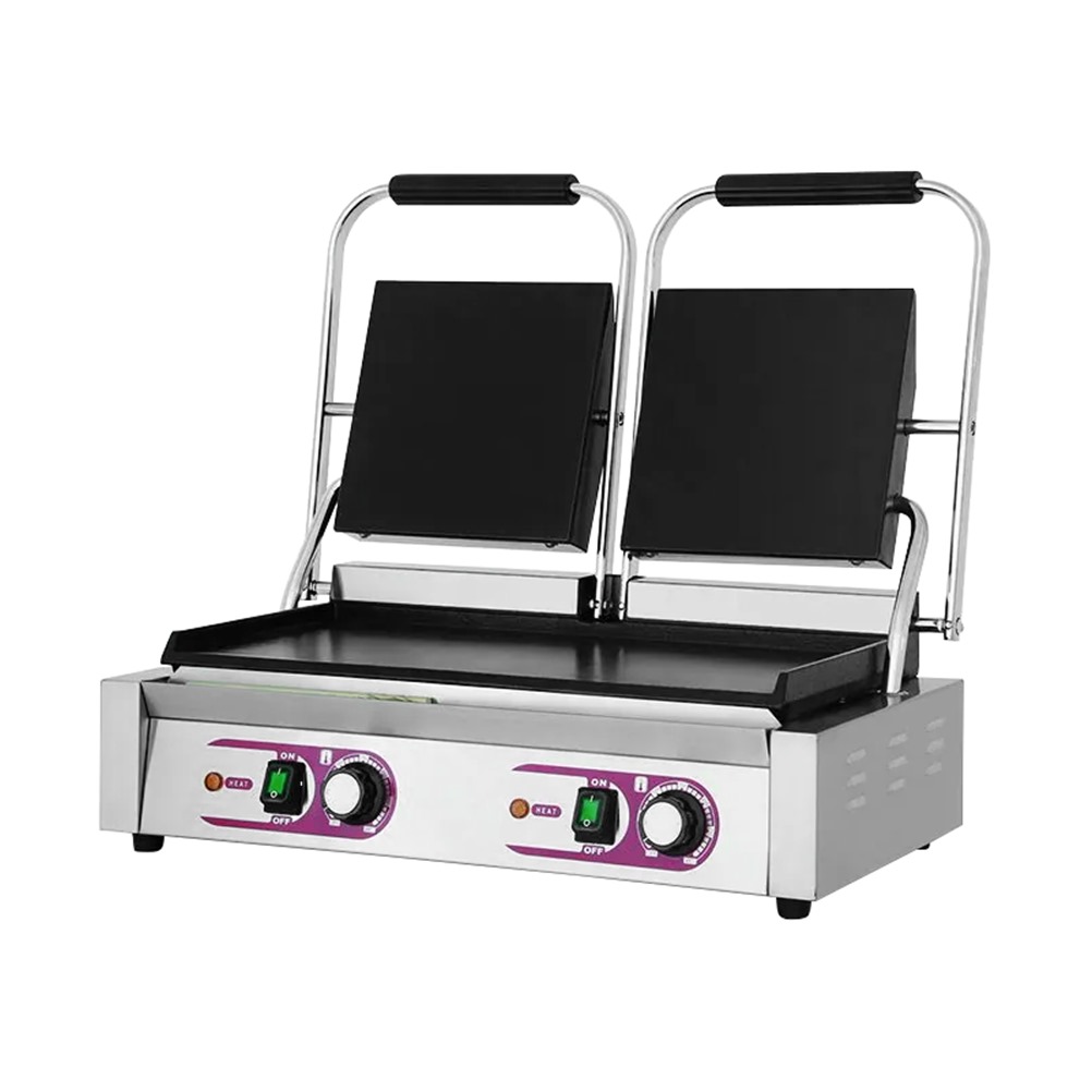 PG-813B Τοστιέρα Λεία Διπλή, 56.5x36xΥ21.5cm, Πλάκες (πάνω [2x]24x28cm/κάτω 50x28cm), 3.6Kw, Karamco