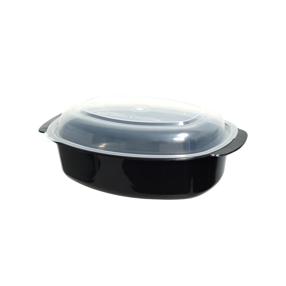 PP-CHERRY-1250CC Σκεύος οβάλ Μαύρο PP με Αποσπώμενο Διαφανές Καπάκι, 1250cc