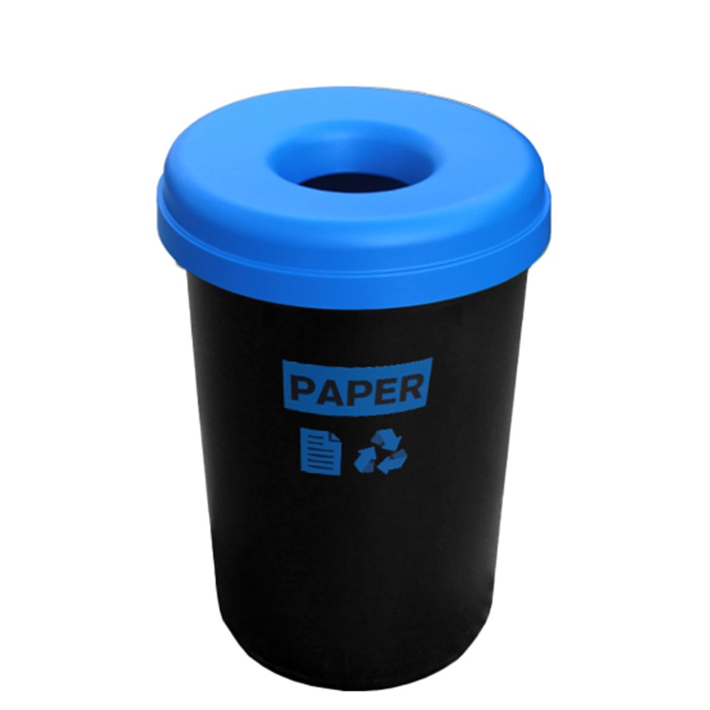 BASIC-60LT-BL/PAPER Κάδος ανακύκλωσης Πλαστικός μαύρος, 60lt, με ετικέτα Paper &amp; μπλε καπάκι