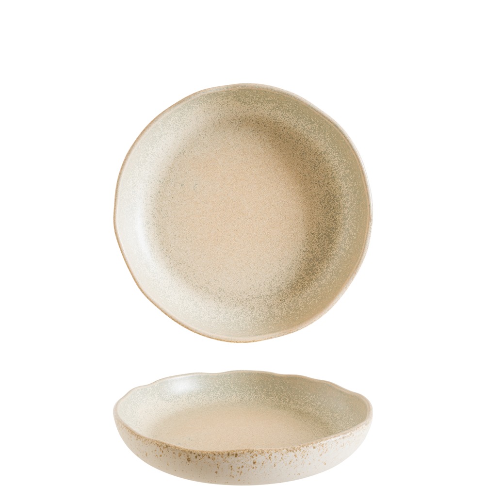 SHACRS23CK Πιάτο Βαθύ Premium Vitrified, με Ακανόνιστο Rim, 750cc, φ23cm,  Κρεμ, σειρά Sahara cresta, Bonna