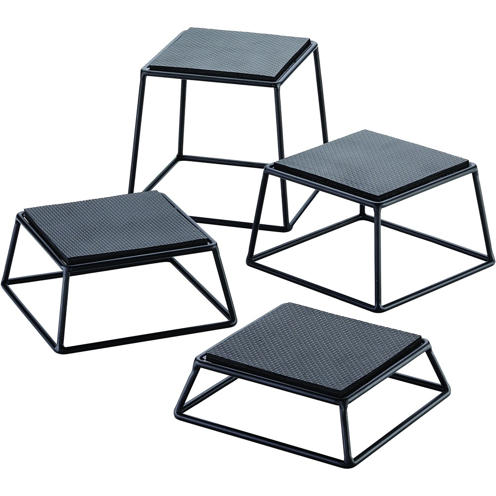 (TC) BKR4 SET 4 Στάντ/Riser Τετράγωνα Anti-Slip, Πλάκα : 15cm, Βάση 17.5cm, σς ύψος 5/7/10/15cm, TableCraft