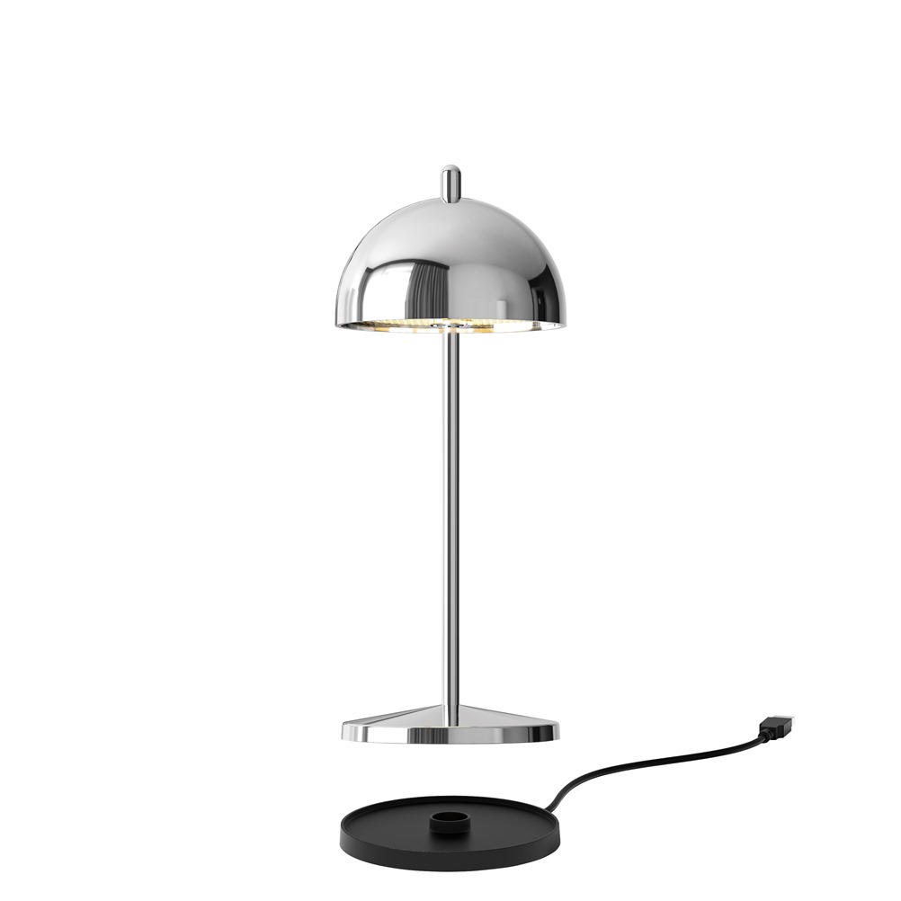 F1008S-200D-CC/CHR Επιτραπέζιο Φωτιστικό LED, micro 19.8cm, Αλουμινίου, επαναφορτιζόμενο, 2.2W, Ασημί, Bells, Prego