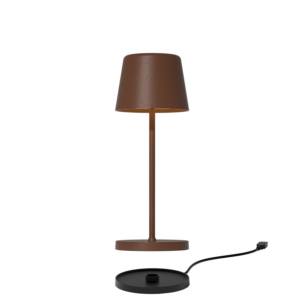 F1002S-200A-CC/CRT Επιτραπέζιο Φωτιστικό LED, micro 20.8cm, Αλουμινίου, επαναφορτιζόμενο, 2.2W, Καφέ/Σκουριάς ΜΑΤ, Alice, Prego