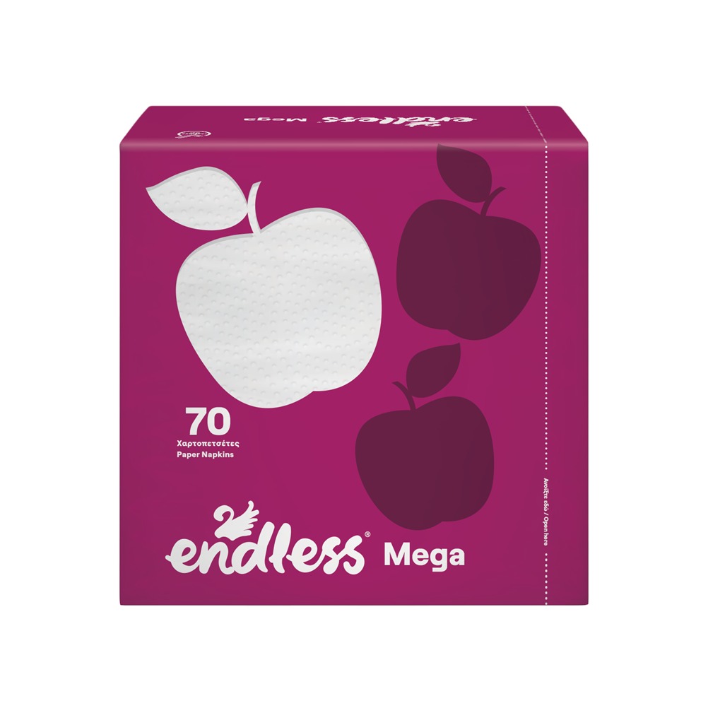 1100330048 Πακέτο 70 Χαρτοπετσέτες Mega, 33x33, λευκές, ENDLESS