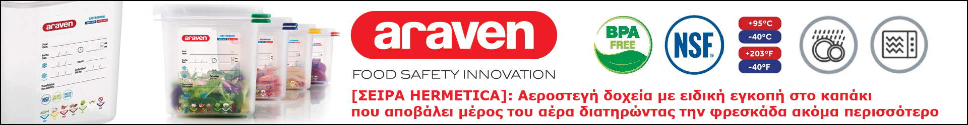 Αεροστεγές Δοχεία PP με καπάκι, Σειρά HERMETICA, Araven